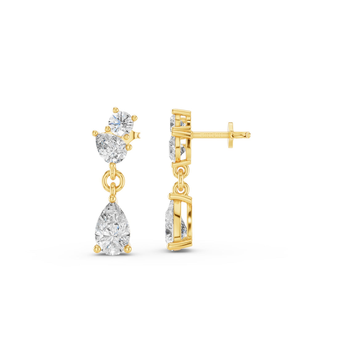 Round Pear Petite Dangling Lab Diamond Earrings