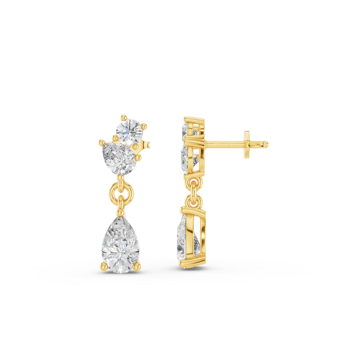 Round Pear Petite Dangling Lab Diamond Earrings