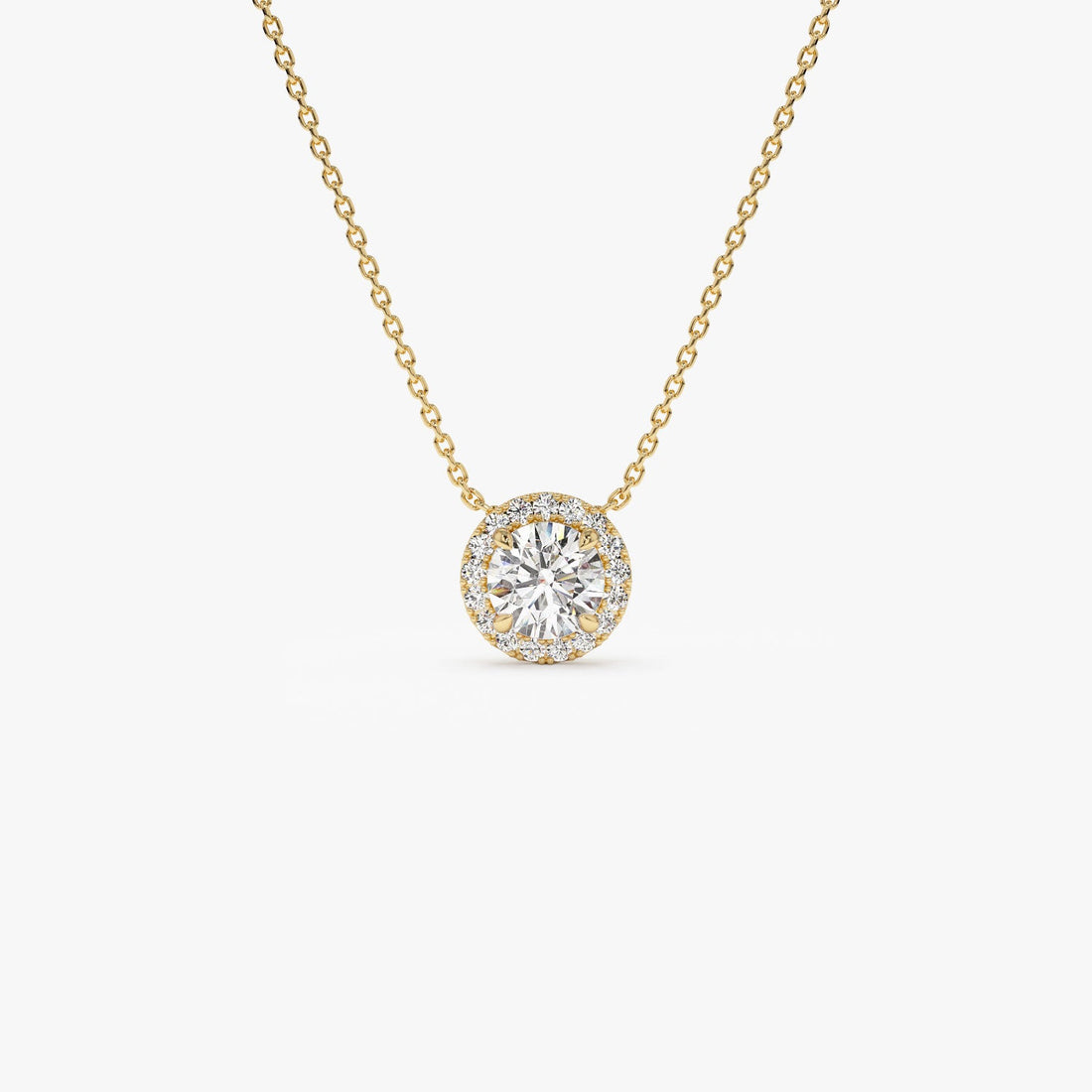 Round Briiliant Halo Set Lab Grown Diamond Necklace