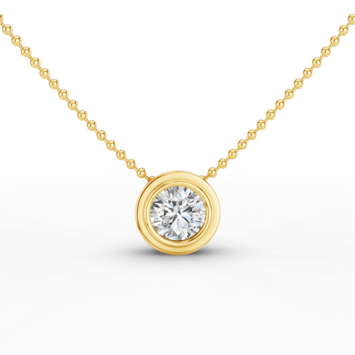 Round Brilliant Diamond Bezel Set Beaded Necklace