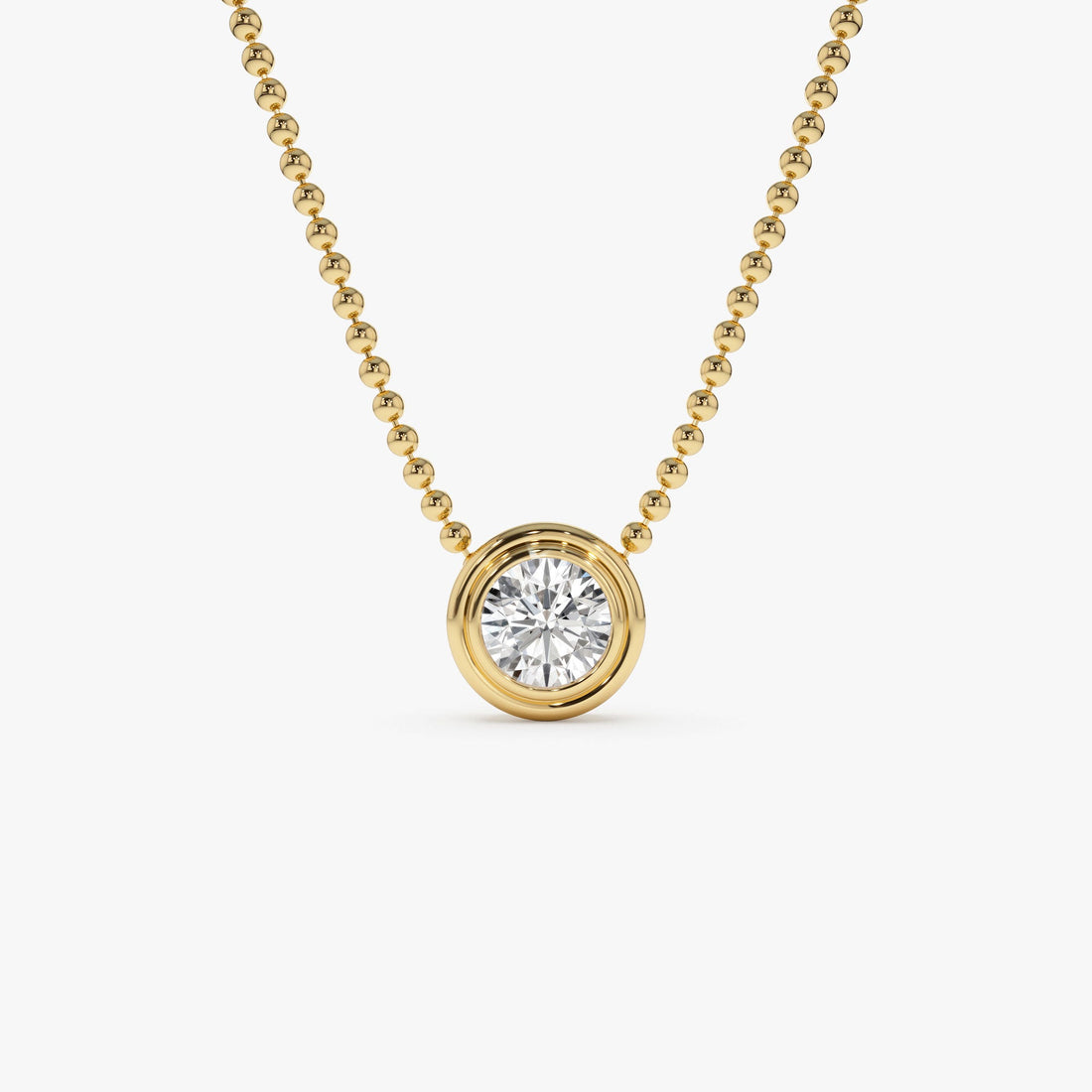   Round Brilliant Diamond Bezel Set Beaded Necklace
