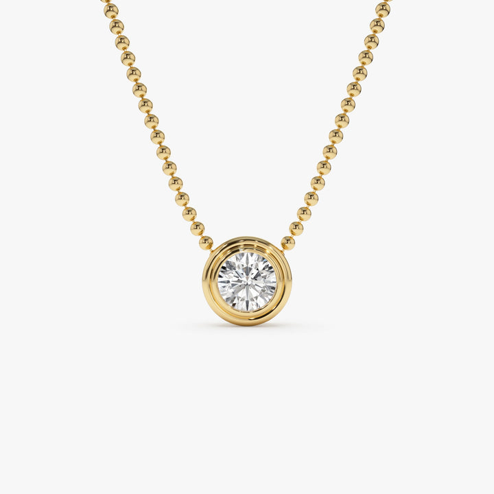   Round Brilliant Diamond Bezel Set Beaded Necklace