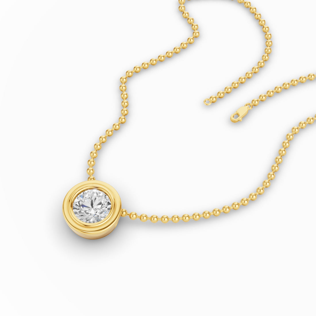 Round Brilliant Diamond Bezel Set Beaded Necklace