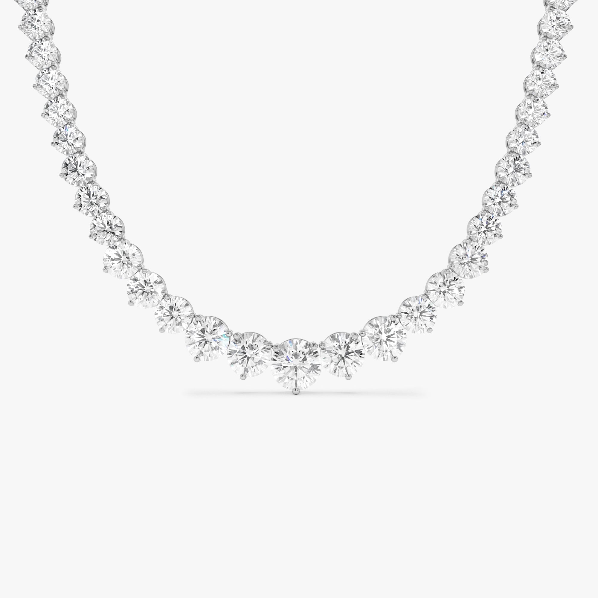 Round Brilliant Graduating Diamond Tennis Necklace