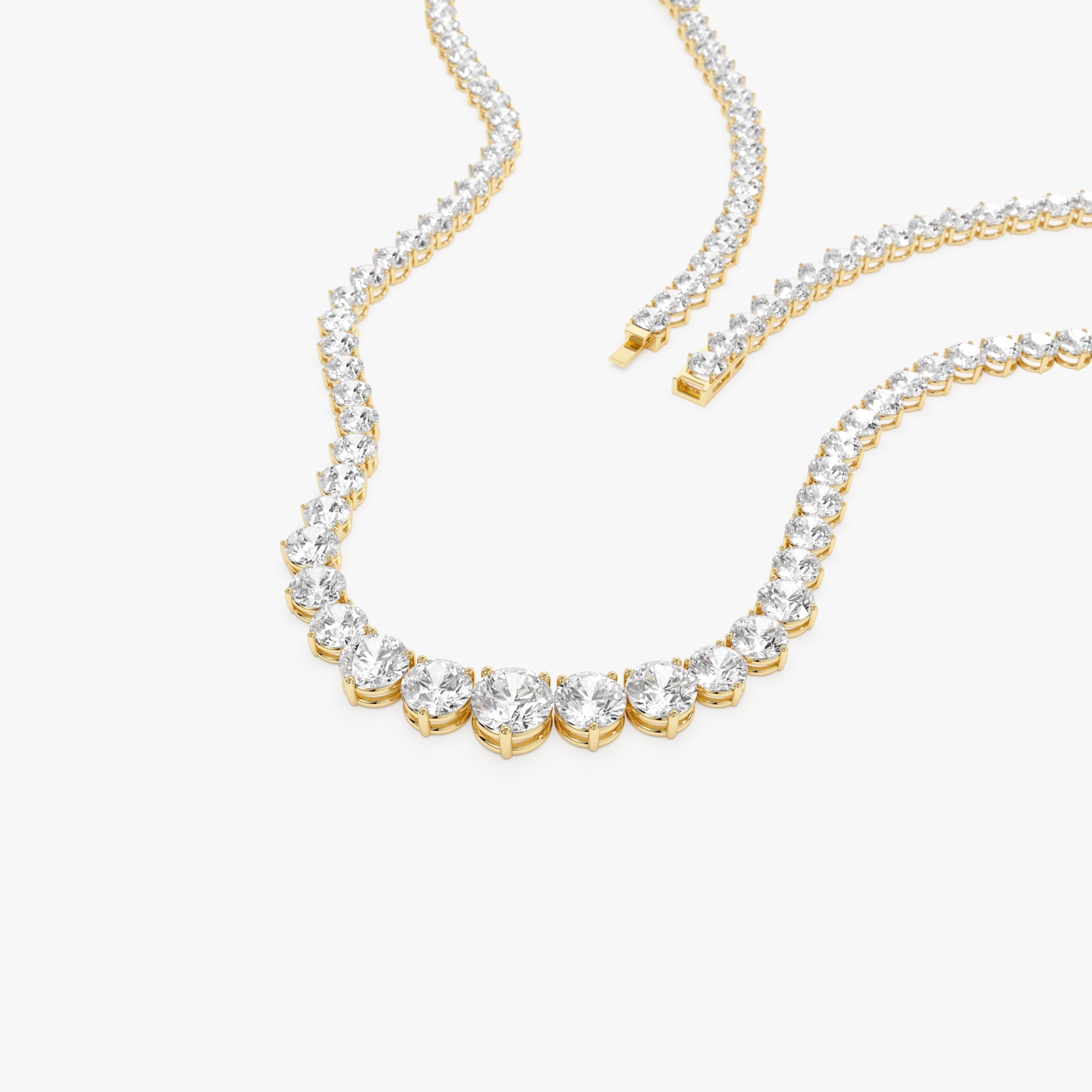 Round Brilliant Graduating Diamond Tennis Necklace