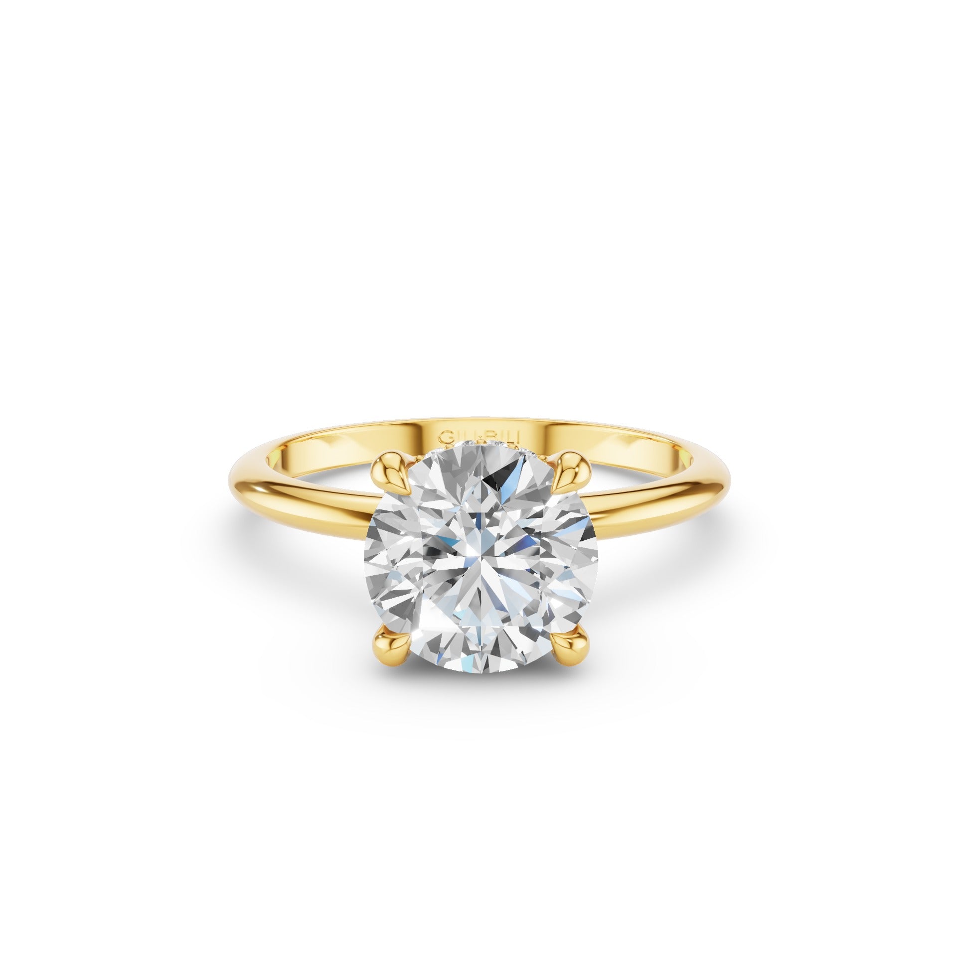 Round Brilliant Lab Grown Diamond Engagement Ring with Hidden Halo