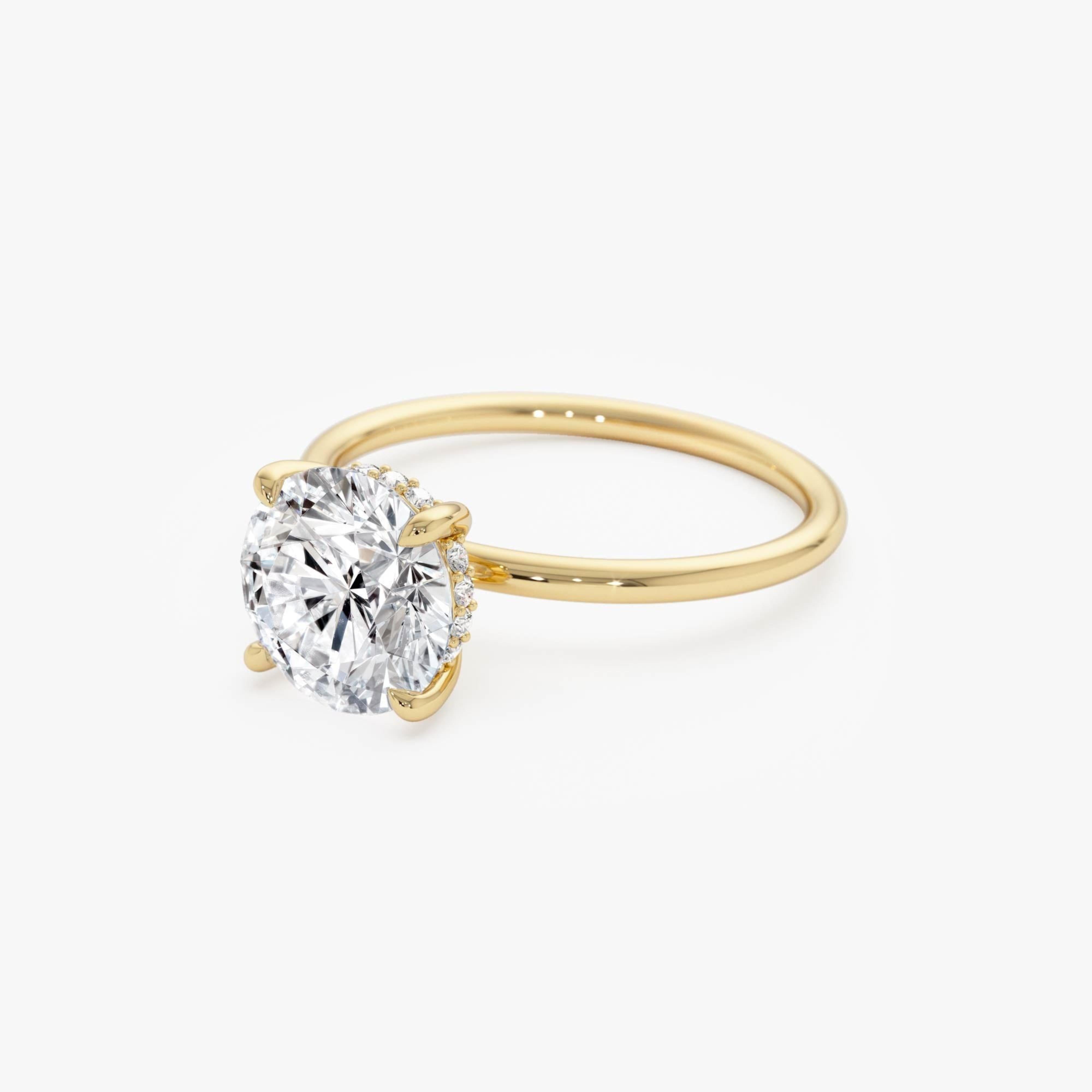 Round Brilliant Lab Grown Diamond Engagement Ring with Hidden Halo