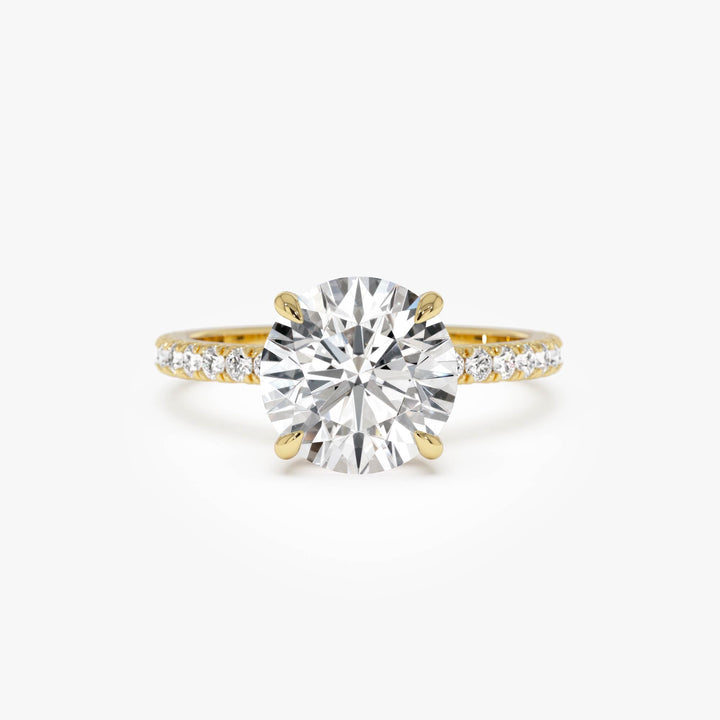 Round Brilliant Lab Grown Diamond Pave Setting with Hidden Halo