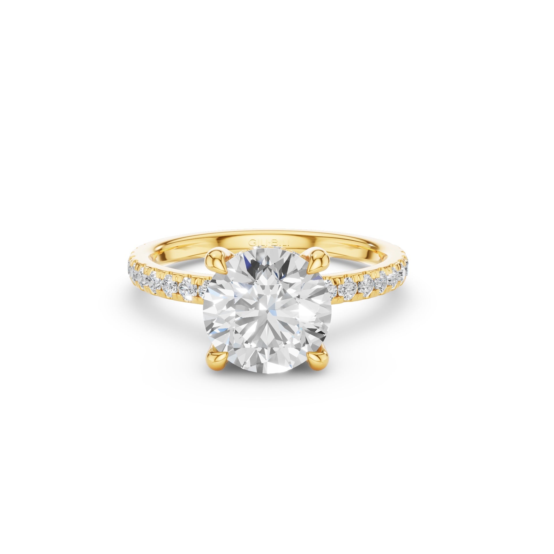 Round Brilliant Lab Grown Diamond Pavé Setting with Hidden Halo