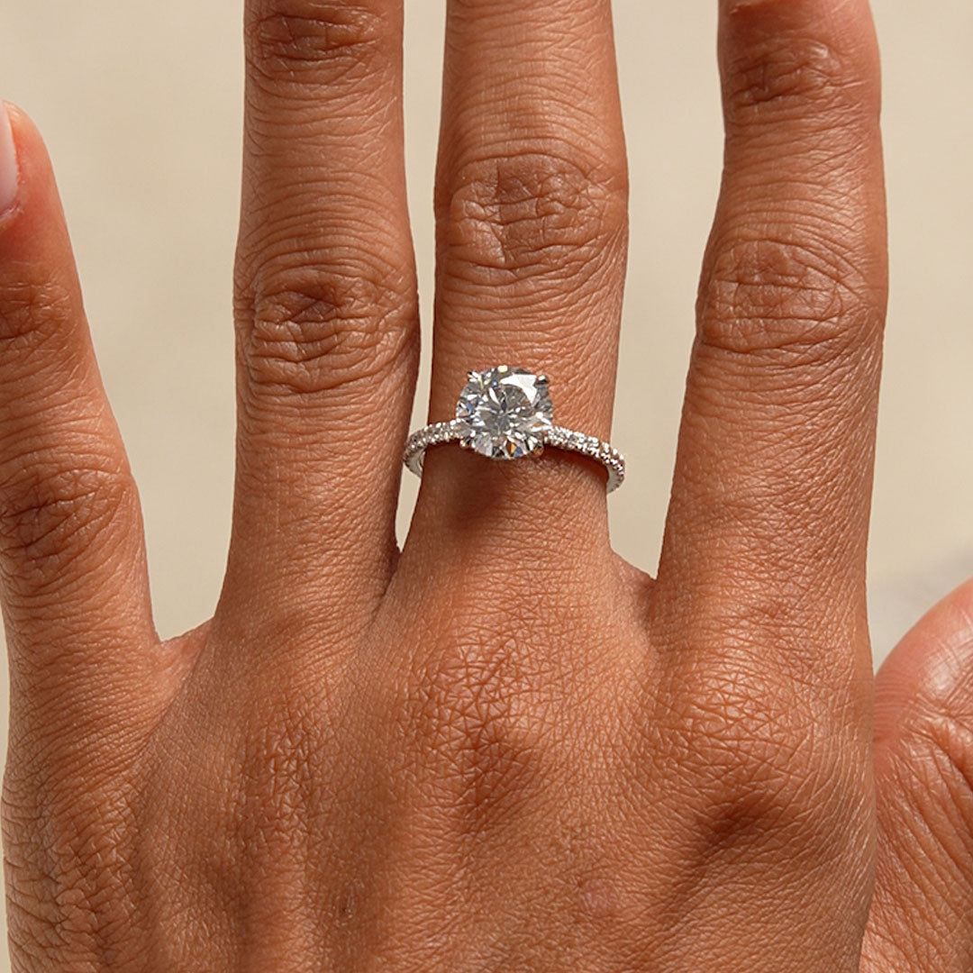Round Brilliant Lab Grown Diamond Pave Setting with Hidden Halo