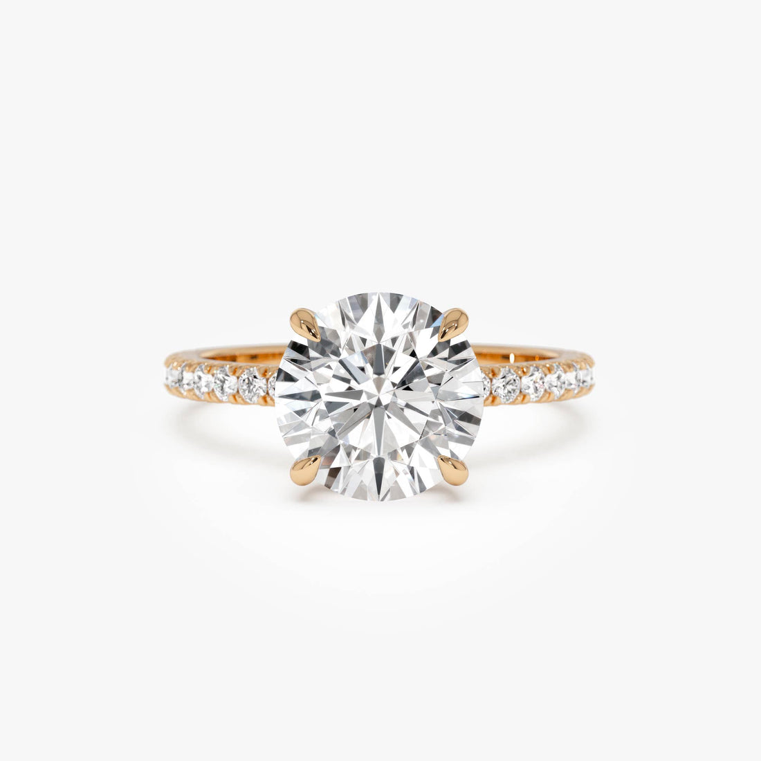 Round Brilliant Lab Grown Diamond Pave Setting with Hidden Halo