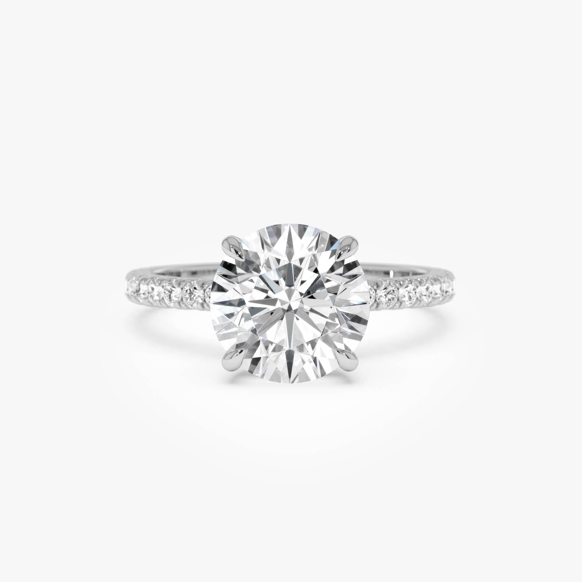 Round Brilliant Lab Grown Diamond Pave Setting with Hidden Halo
