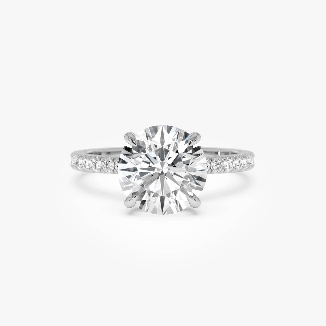 Round Brilliant Lab Grown Diamond Pave Setting with Hidden Halo