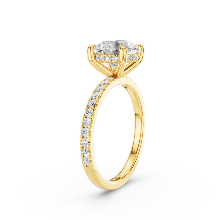 Round Brilliant Lab Grown Diamond Pavé Setting with Hidden Halo