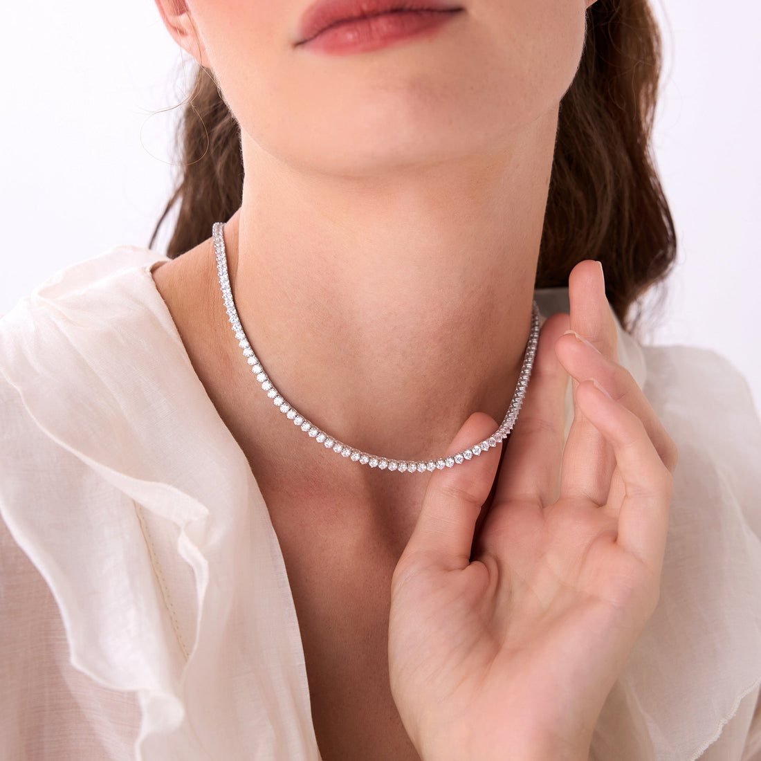 Round Brilliant Lab Grown Diamond Tennis Necklace