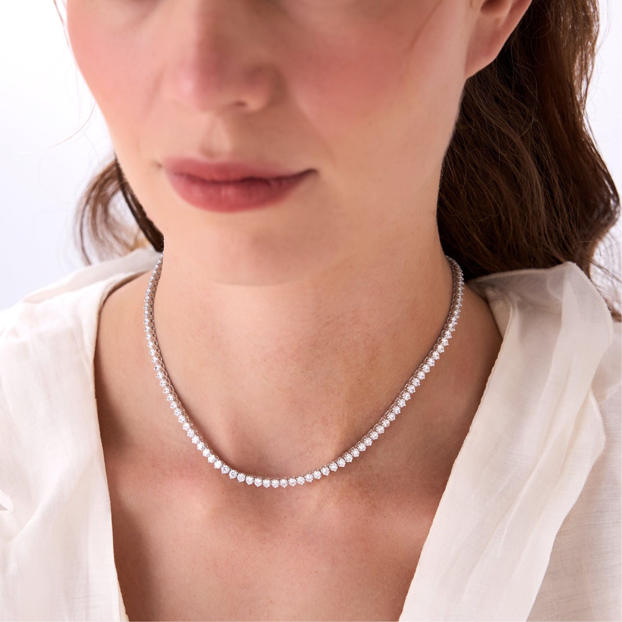 Round Brilliant Lab Grown Diamond Tennis Necklace