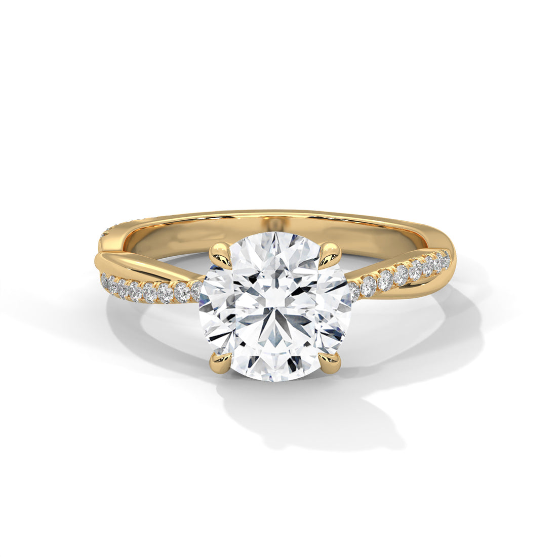 Gold and diamond ring on a white background