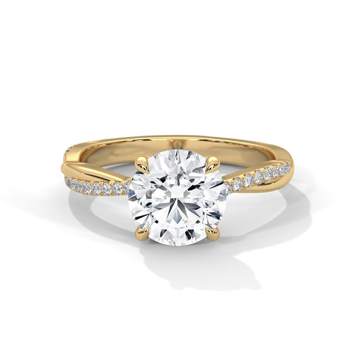 Gold and diamond ring on a white background