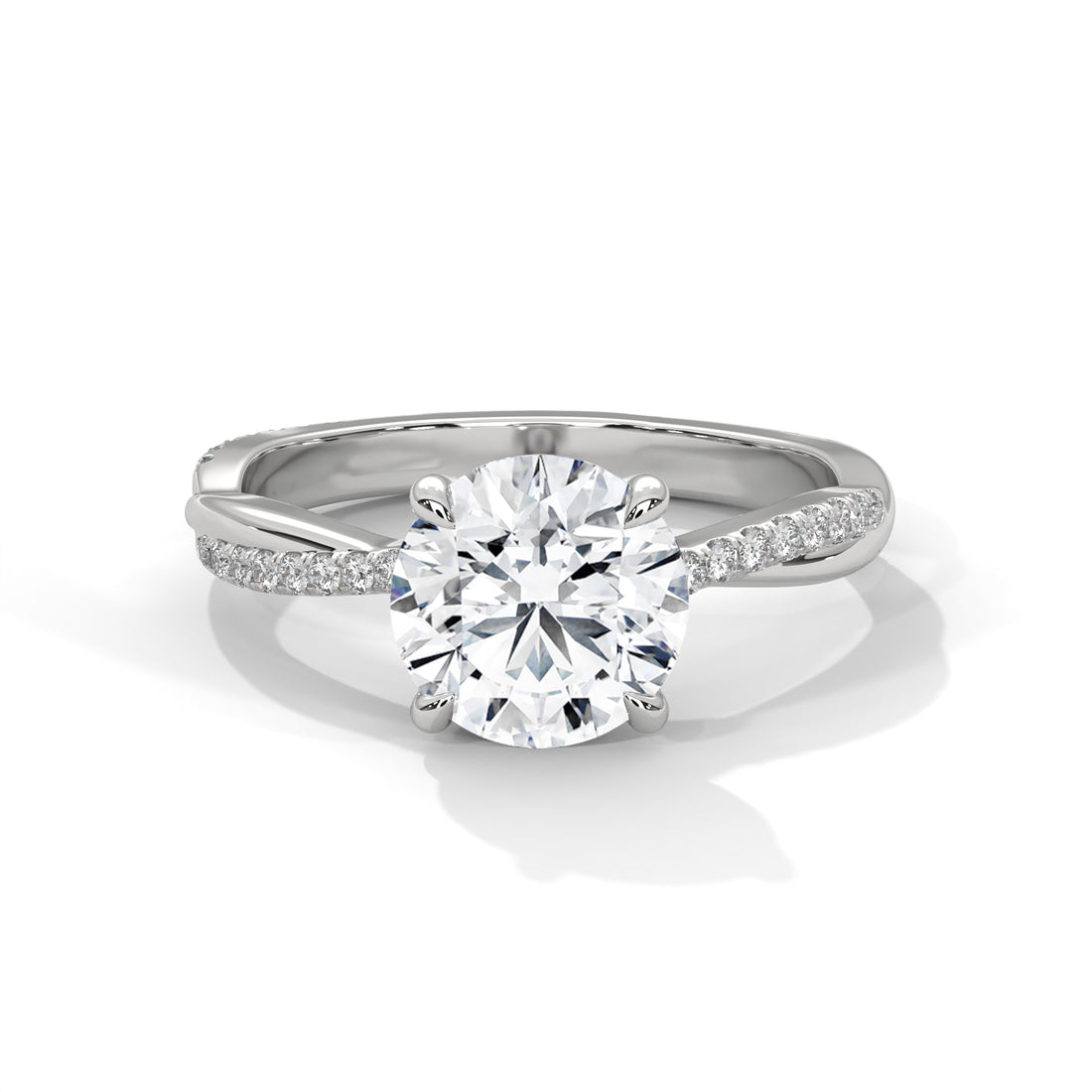 Diamond ring with a white gemstone on a white background