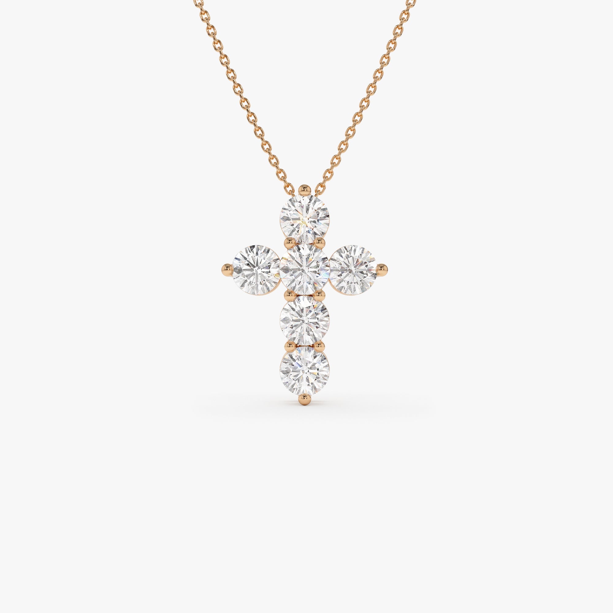 Round Diamond Cross Pendant Necklace