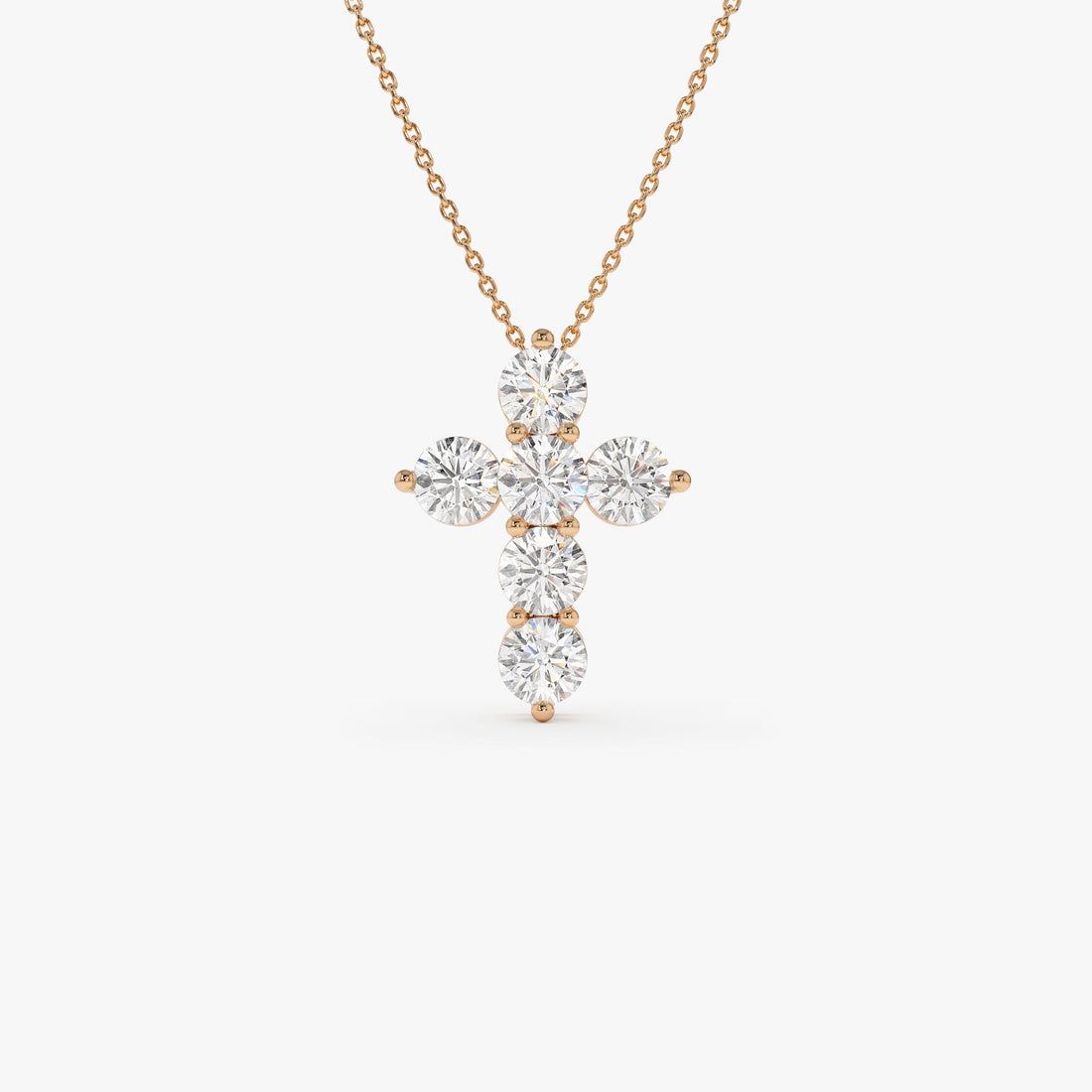 Round Diamond Cross Pendant Necklace
