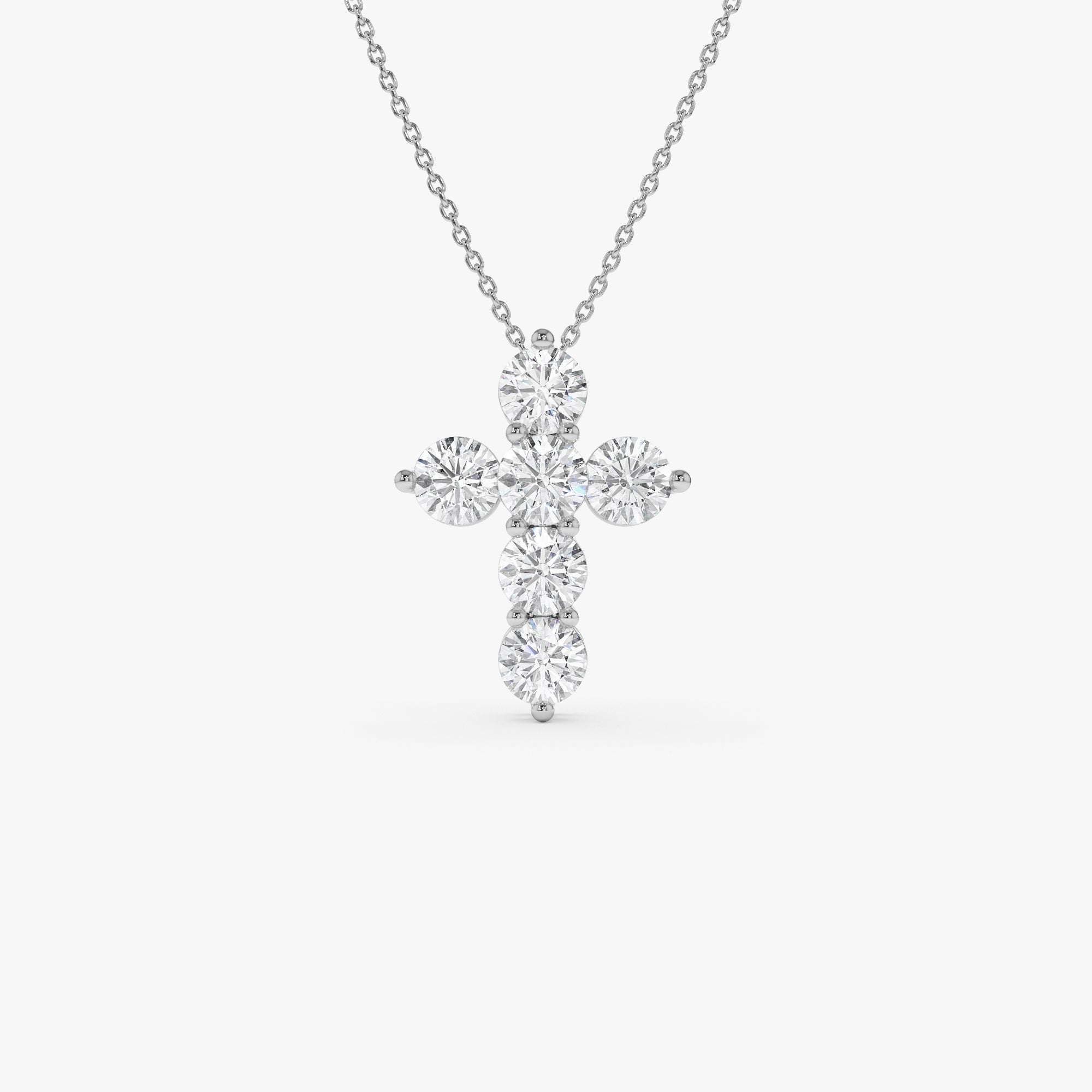 Round Diamond Cross Pendant Necklace