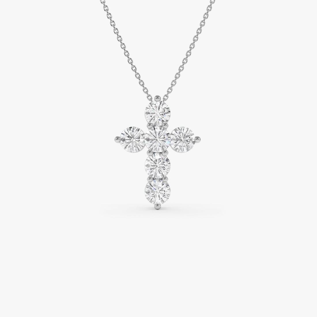 Round Diamond Cross Pendant Necklace