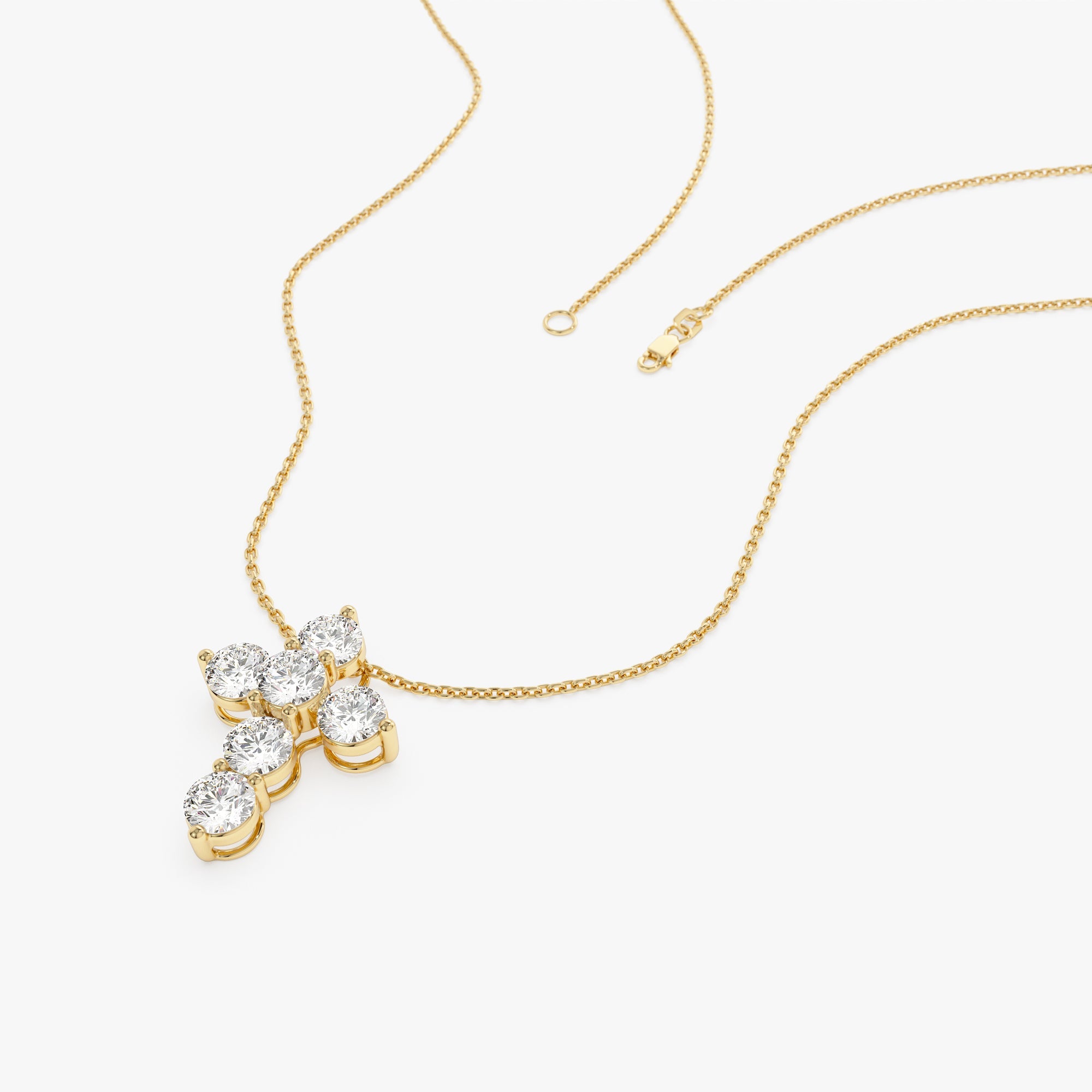 Round Diamond Cross Pendant Necklace