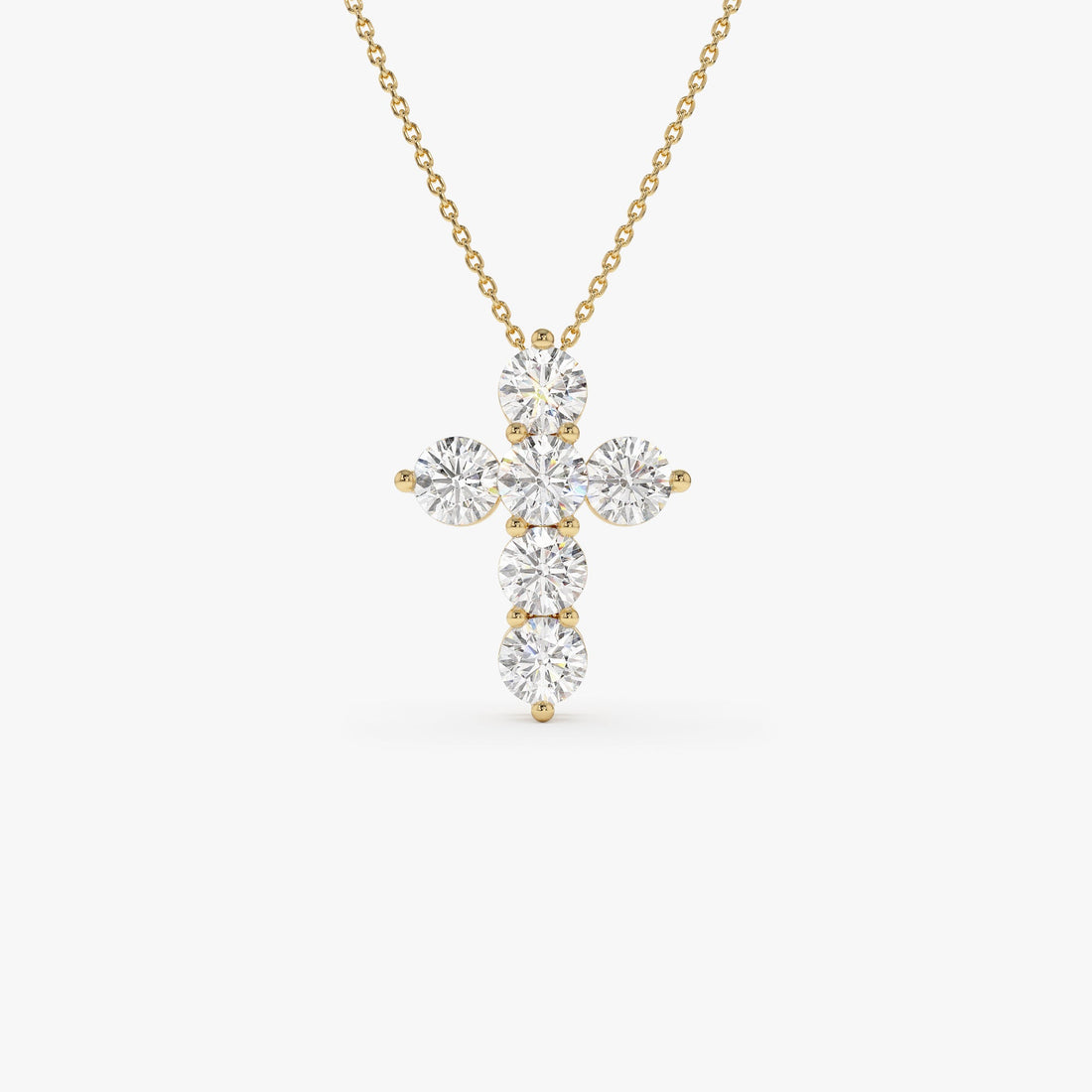 Round Diamond Cross Pendant Necklace