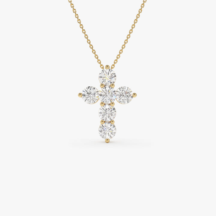 Round Diamond Cross Pendant Necklace