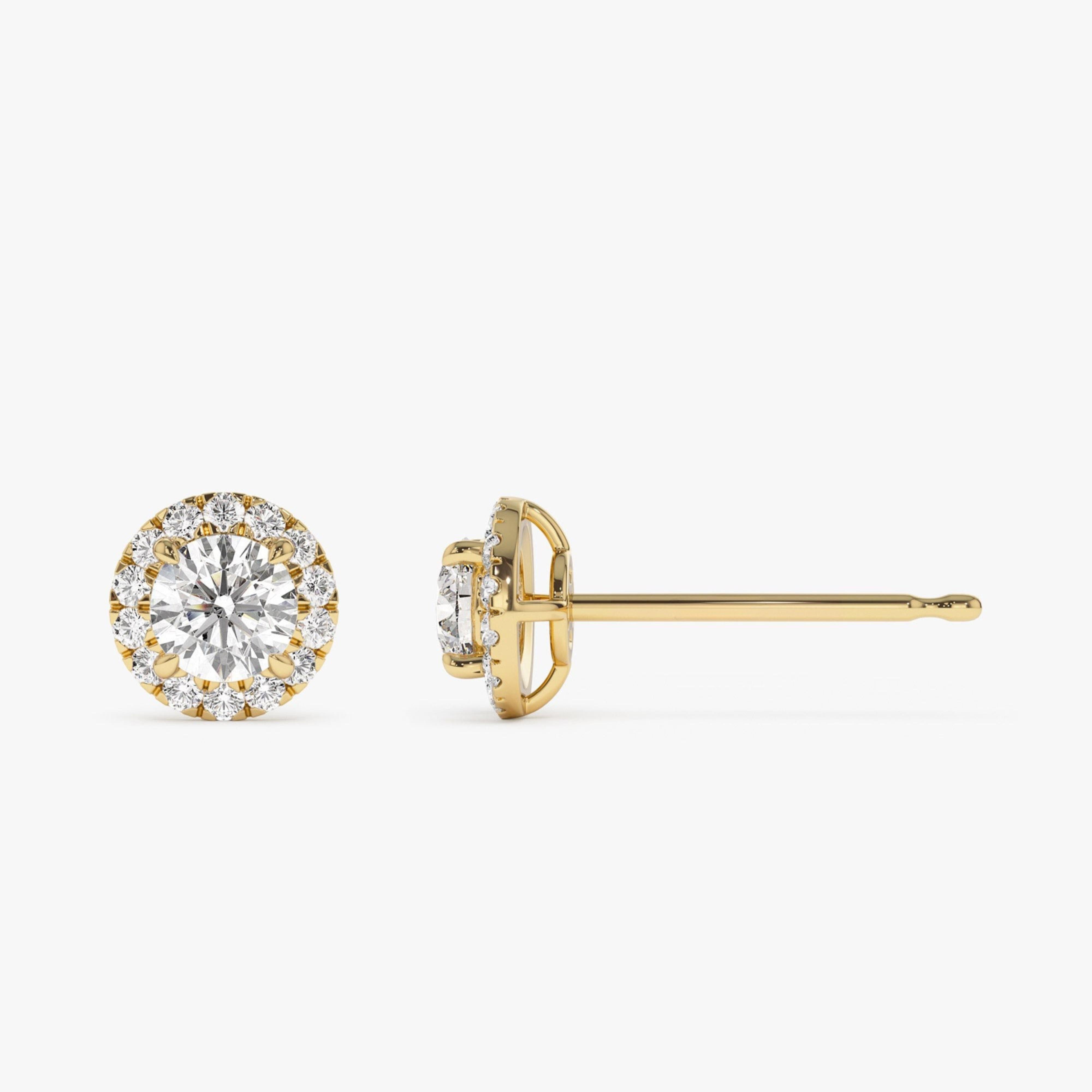 Round Diamond Halo Stud Earrings