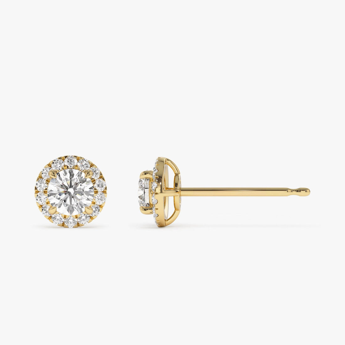 Round Diamond Halo Stud Earrings