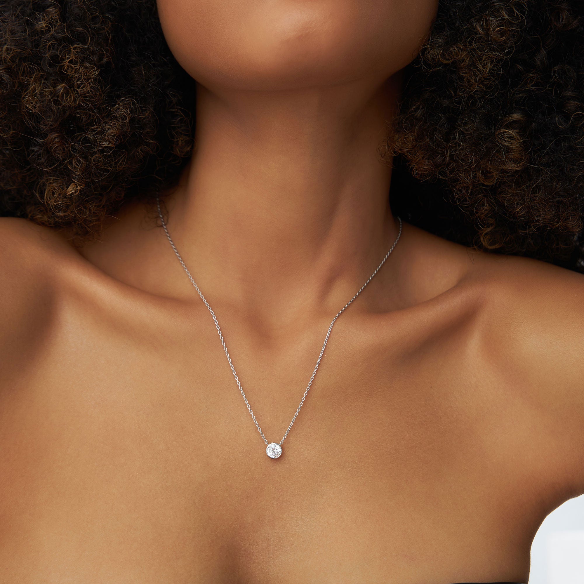 Round Brilliant Lab Grown Diamond Bezel Set Solitaire Necklace