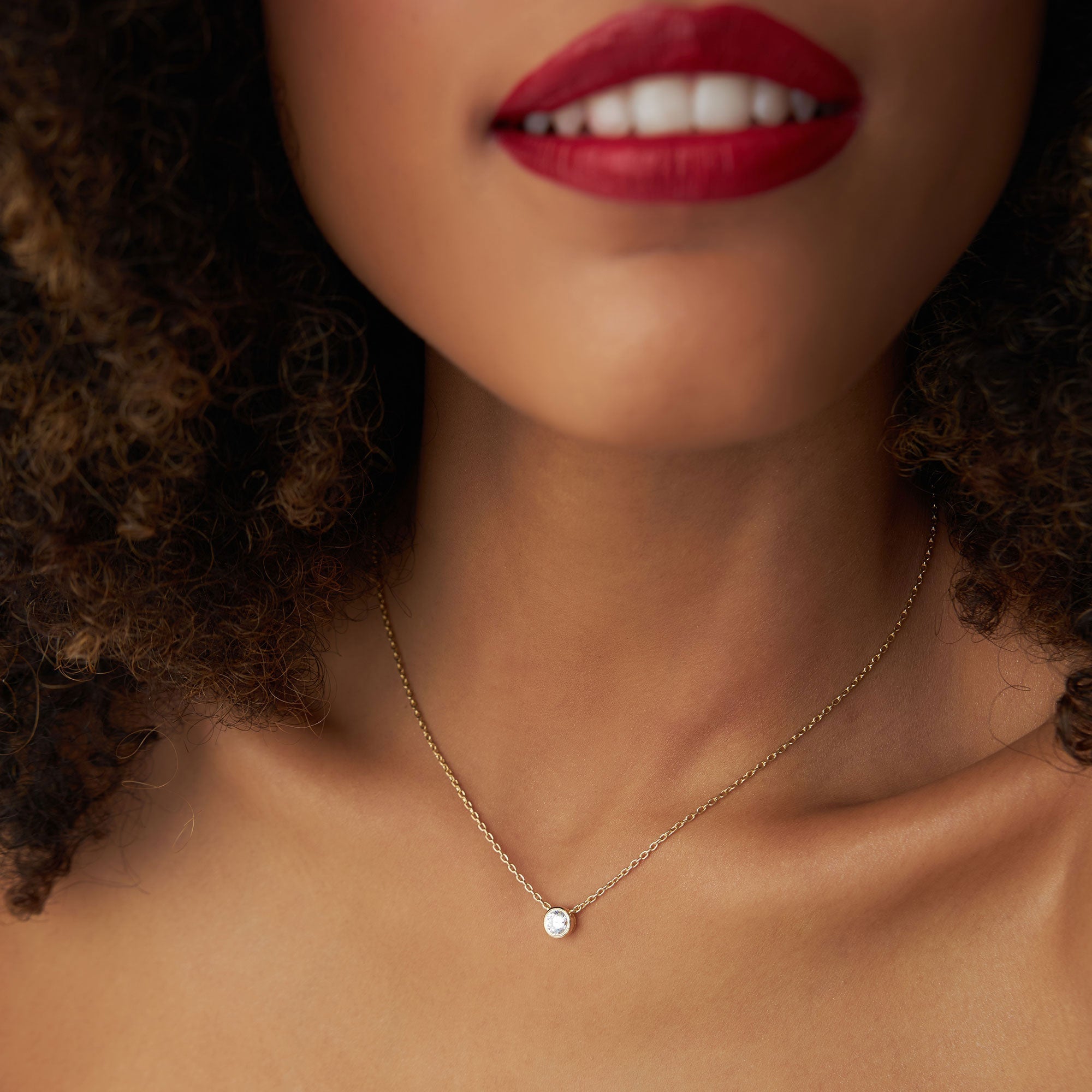 Round Brilliant Lab Grown Diamond Bezel Set Solitaire Necklace