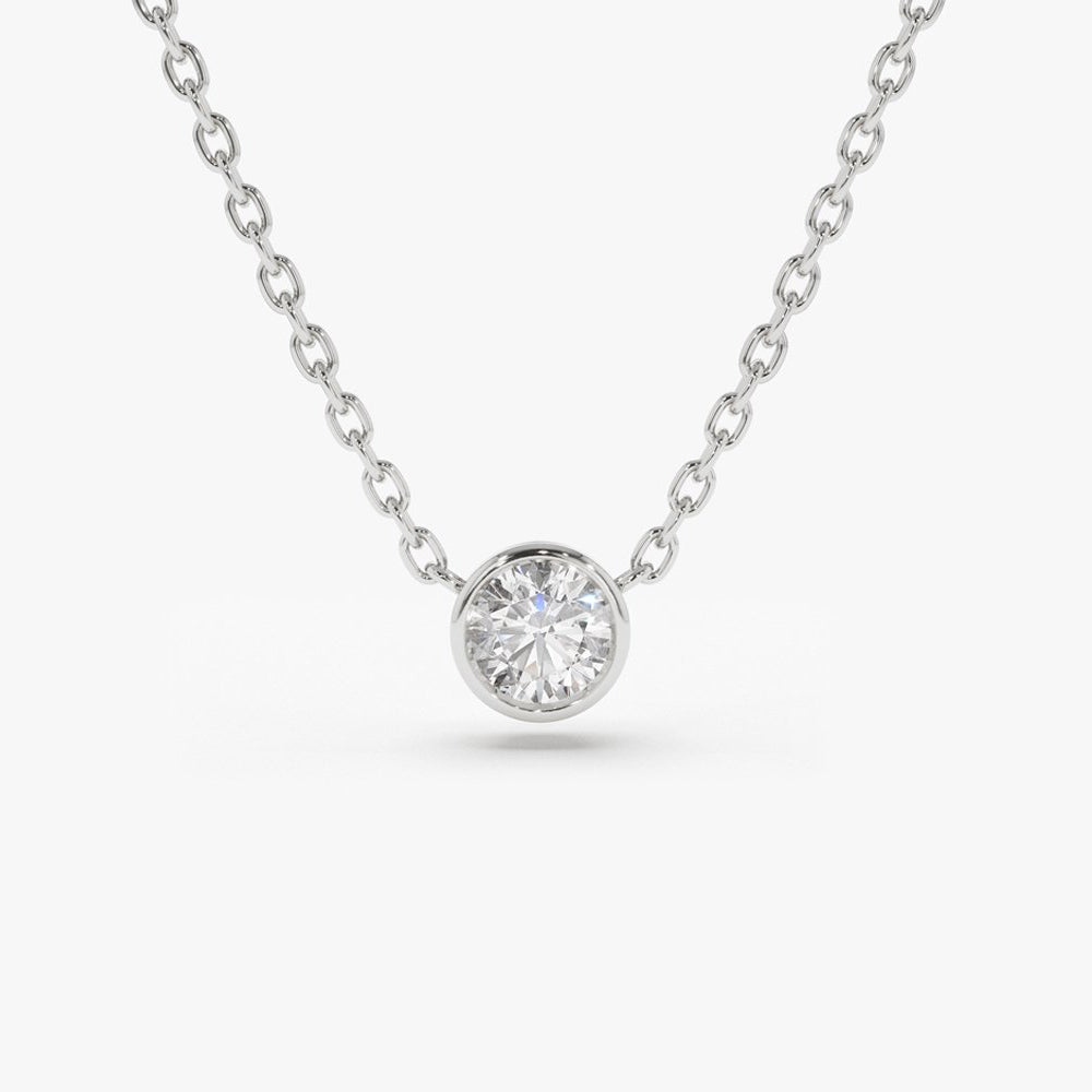 Round Brilliant Lab Grown Diamond Bezel Set Solitaire Necklace