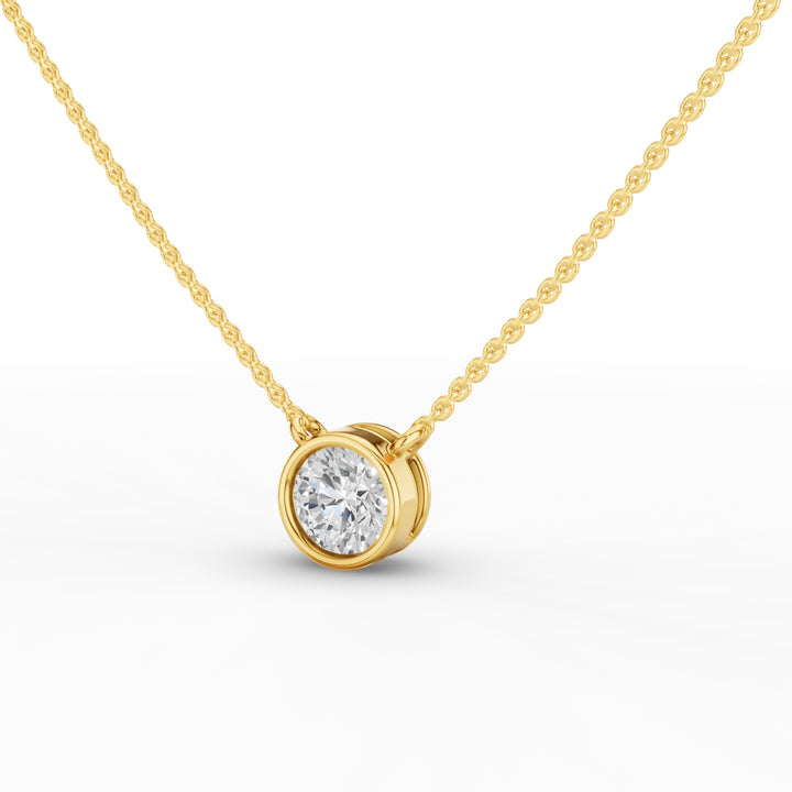 Round Diamond Lab Grown Bezel Set Solitaire Necklace