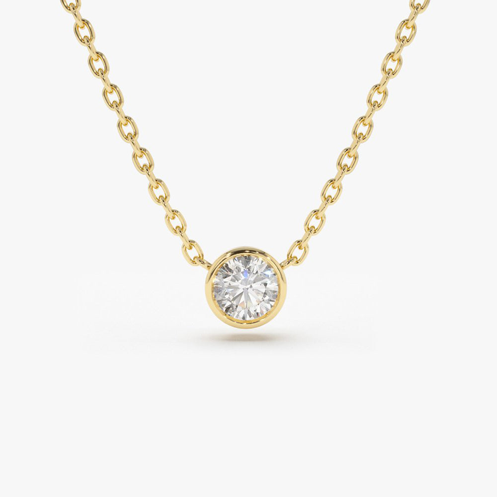 Round Brilliant Lab Grown Diamond Bezel Set Solitaire Necklace