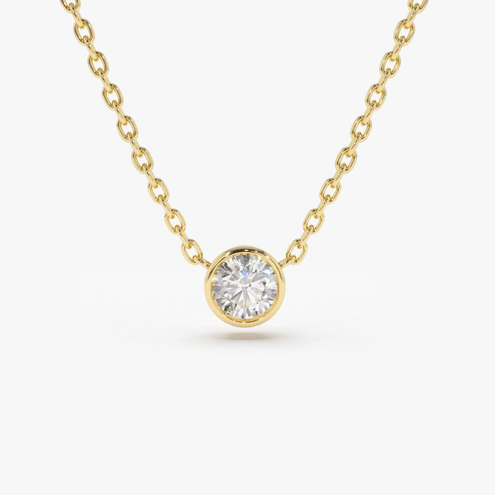 Round Brilliant Lab Grown Diamond Bezel Set Solitaire Necklace