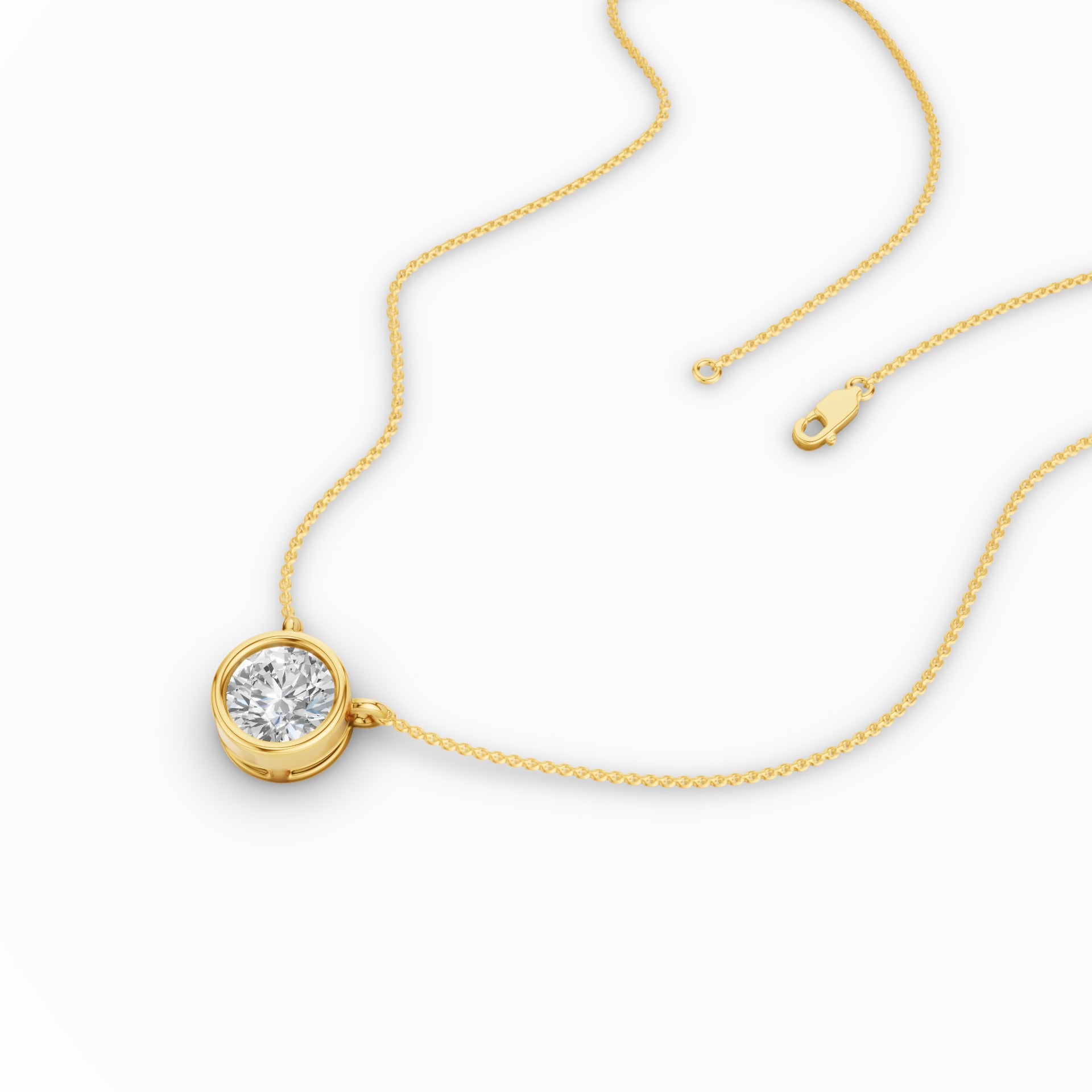 Round Diamond Lab Grown Bezel Set Solitaire Necklace