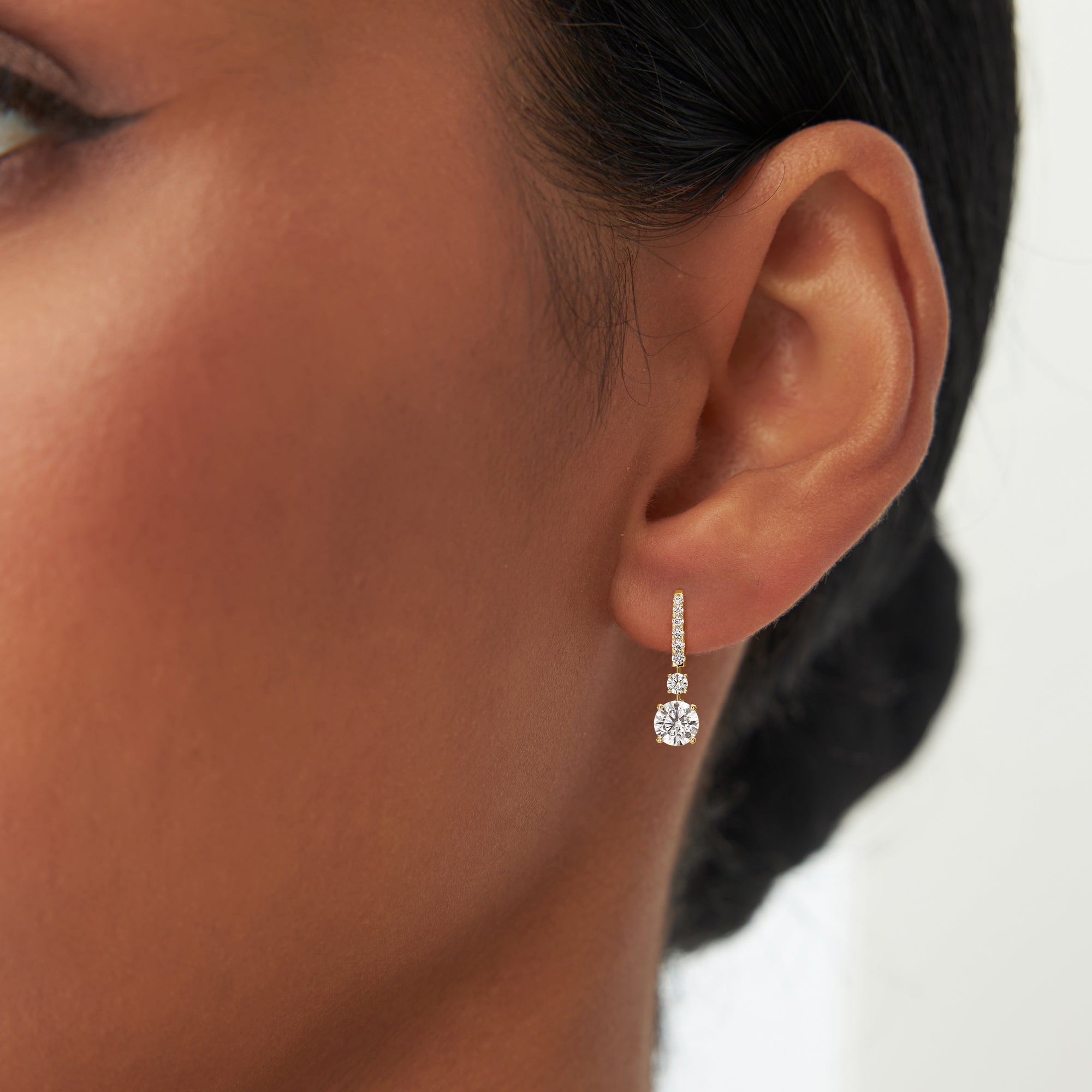 Round Lab Diamond Drop Earrings