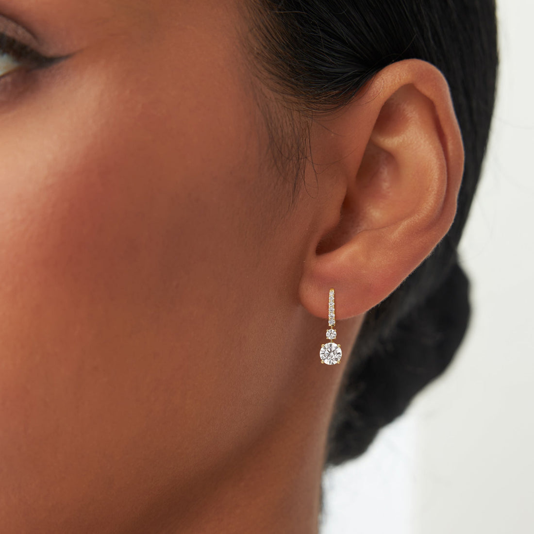 Round Lab Diamond Drop Earrings