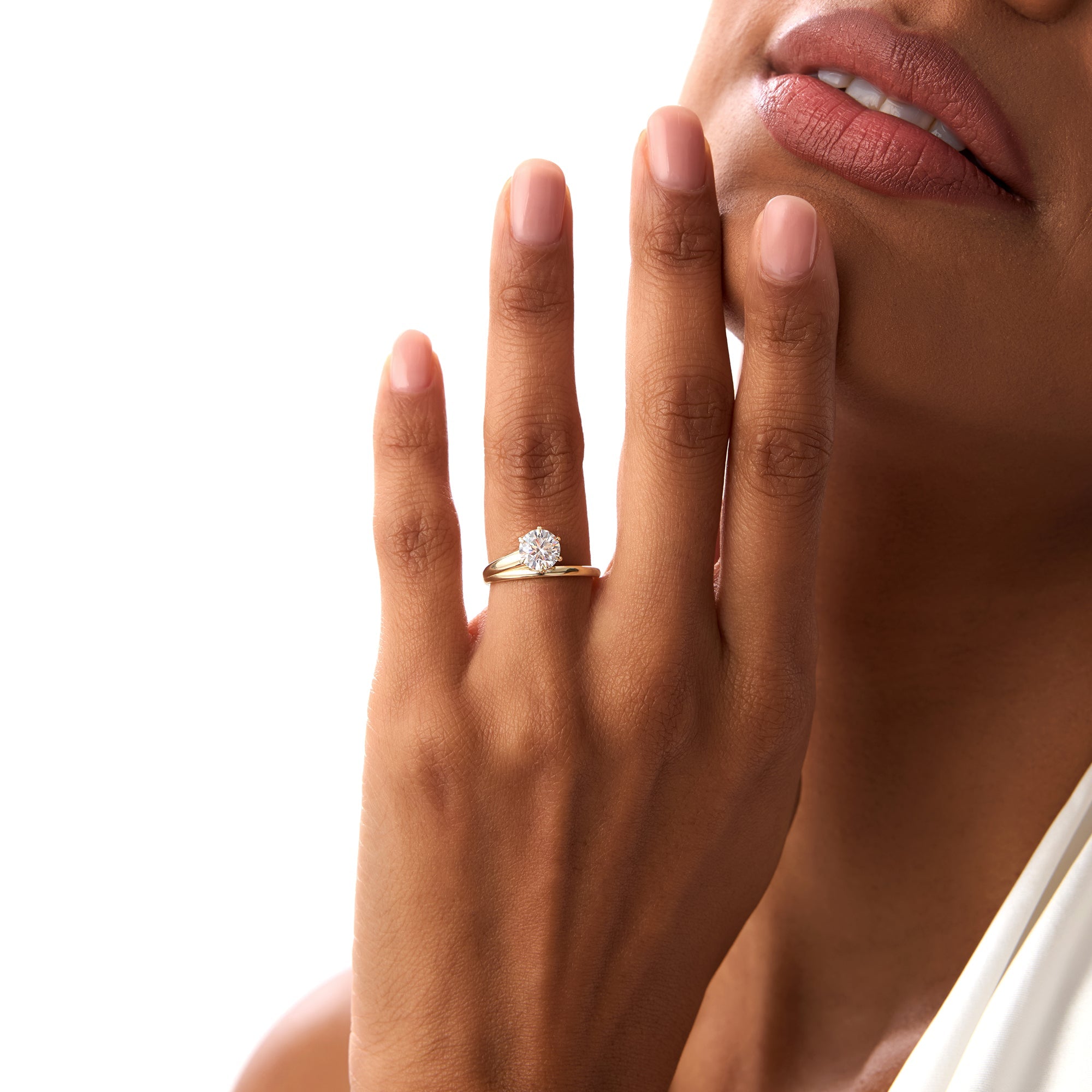 Round Lab Diamond Unique Solitaire Ring