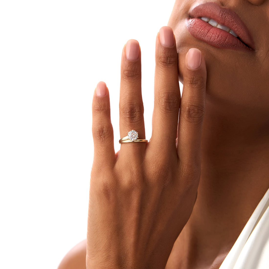 Round Lab Diamond Unique Solitaire Ring