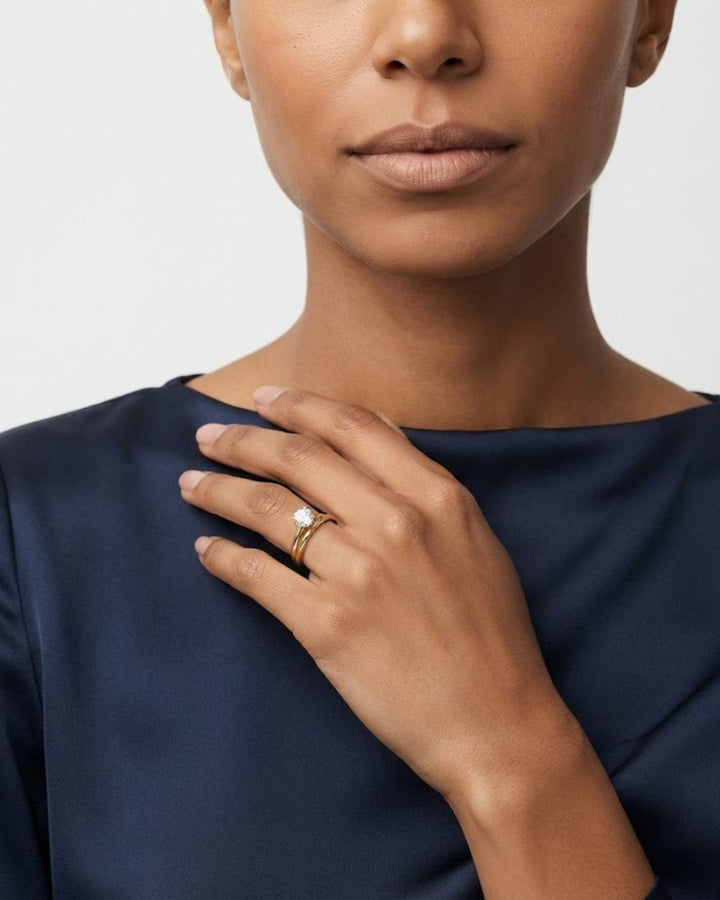 Round Lab Diamond Unique Solitaire Ring