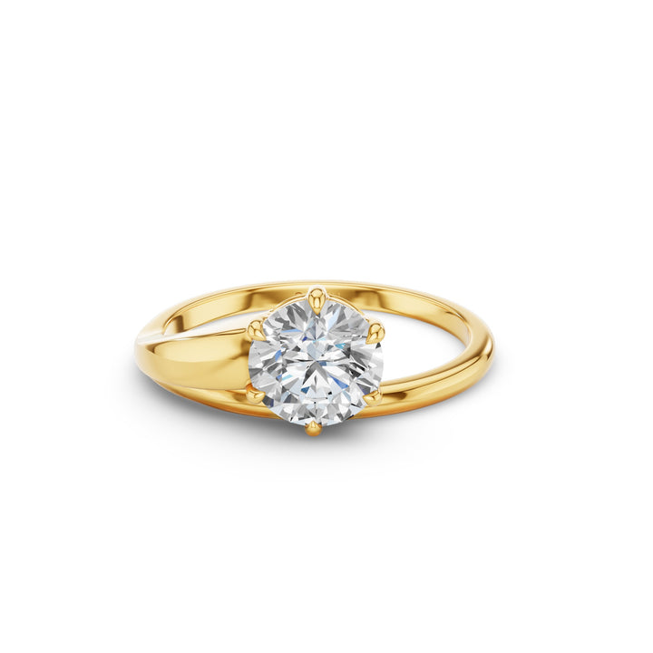 Round Lab Diamond Unique Solitaire Ring