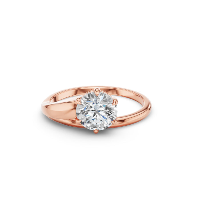Round Lab Diamond Unique Solitaire Ring