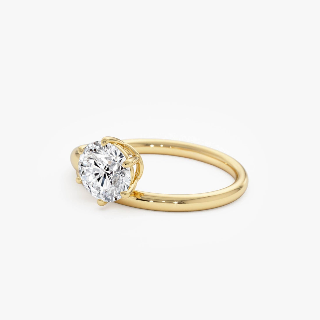 Round Lab Diamond Unique Solitaire Ring