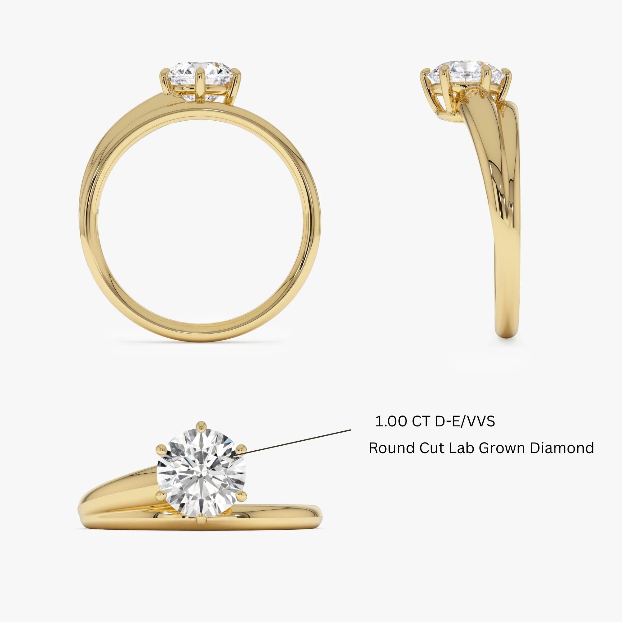 Round Lab Diamond Unique Solitaire Ring