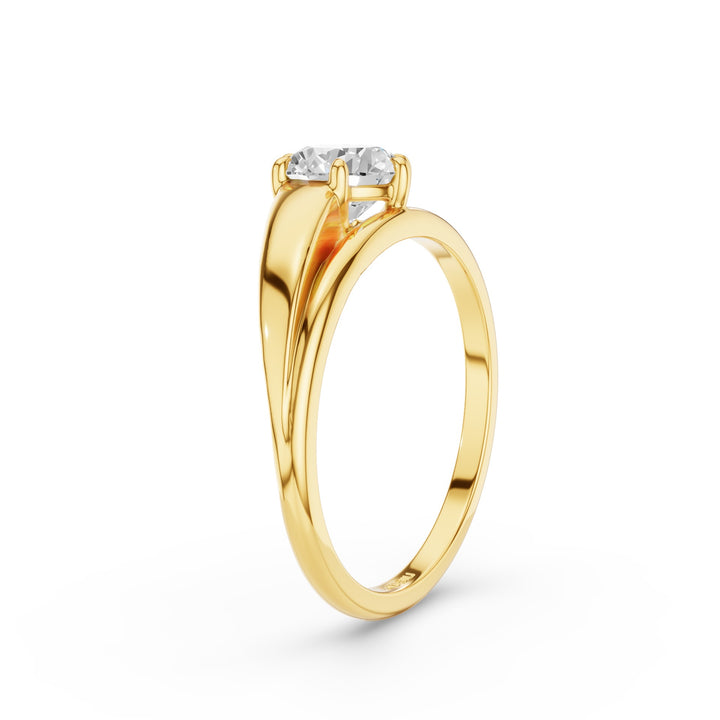 Round Lab Diamond Unique Solitaire Ring