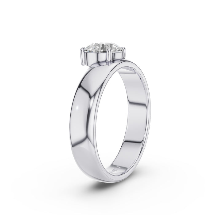 Round Lab Grown Diamond Solitaire Ring with Wide Band